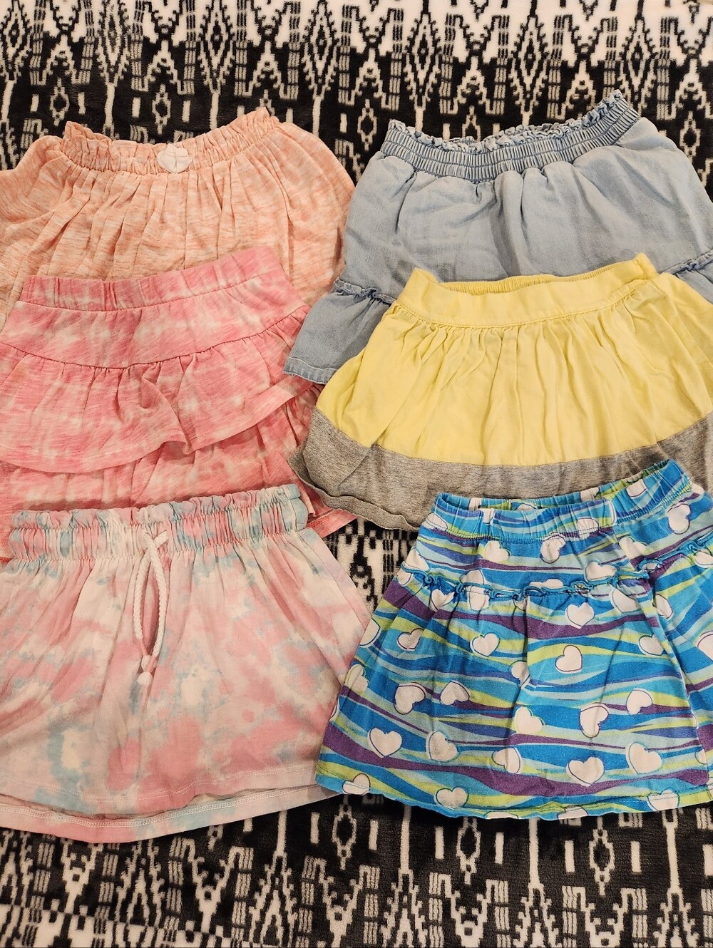 Girls Mixed Color Skort Bundle - Pink, Blue, Yellow, Peach, Size 3T